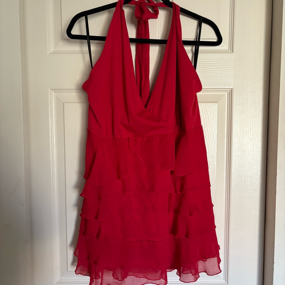 torrid | red halter ruffle skirt mini dress